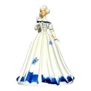 Vintage Victorian Figurine/Bell, Blue and White Porcelain or Bone China RARE!